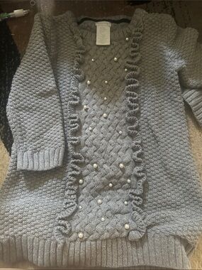 croft & barrow Gray Pearl-Embellished Cable Cardigan